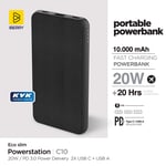 iBerry C10 10.000 mAh 20W Çıkışlı Powerbank - Taşınabilir Hızlı Şarj Cihazı - Siyah