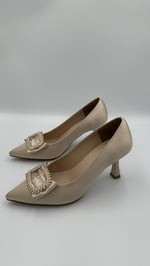 Bej Saten Stiletto