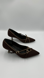 Kahve Nubuk Stiletto