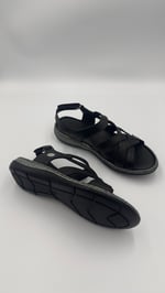 Mamamia Siyah Yumuşak Taban Deri Sandalet