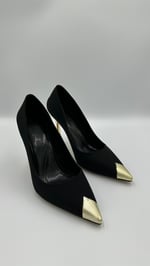 Siyah Nubuk Gold Stiletto
