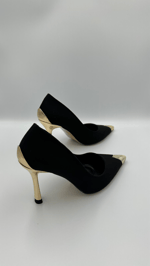 Siyah Nubuk Gold Stiletto