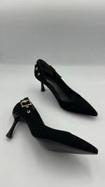 SİYAH NUBUK GOLD TOKALI TOPUKLU