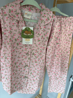 %100 Coton Çiçekli Kız Çocuk Pembe Pijama Takımı