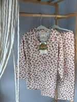 %100 Coton Çiçekli Kız Çocuk Pijama Takımı