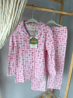 %100 Coton Çilekli Kız Çocuk Pijama Takımı