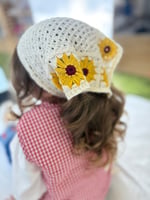 Bohem Örme Ayçiçeği Figürlü Pamuklu Bohem Bandana