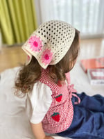 Bohem Örme Pembe Çiçek Figürlü Pamuklu Bohem Bandana