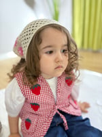 Bohem Örme Pembe Çiçek Figürlü Pamuklu Bohem Bandana