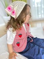 Bohem Örme Pembe Çiçek Figürlü Pamuklu Bohem Bandana