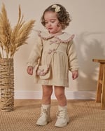 Fiyonk Detaylı Çantalı Bebe Yakalı Muslin Kumaş Elbise