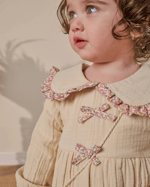 Fiyonk Detaylı Çantalı Bebe Yakalı Muslin Kumaş Elbise