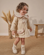 Fiyonk Detaylı Çantalı Bebe Yakalı Muslin Kumaş Elbise