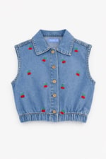 Kiraz Detaylı Denim Takım