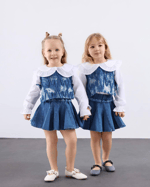 Kız Çocuk Gömlekli 3'lü Denim Set 