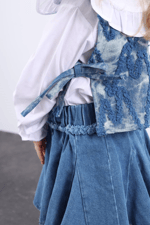Kız Çocuk Gömlekli 3'lü Denim Set 