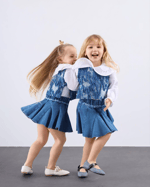 Kız Çocuk Gömlekli 3'lü Denim Set 