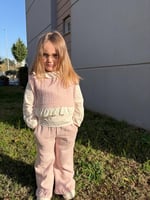 Müslin Yelekli Fırfır Paça Pantalonlu 3'lü Kız Çocuk Alt-Üst Takım