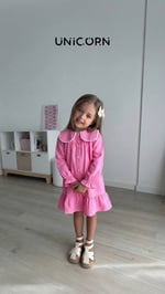 Pembe Yaka Detaylı Elbise