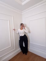 Bel korsajlı kumaş pantolon 