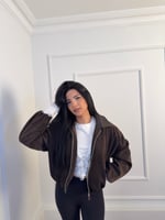 Deri Garnili Büzgülü Ceket 