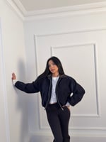 Deri Garnili Büzgülü Ceket 