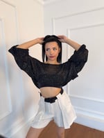 Düşük Yaka Pullu Crop