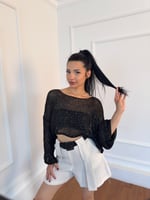 Düşük Yaka Pullu Crop