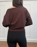 Kayık Yaka Basic Kazak-Bordo