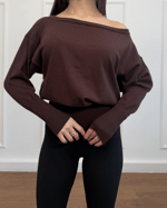 Kayık Yaka Basic Kazak-Bordo