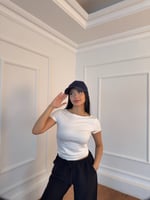 Kayık Yaka Düz Crop 