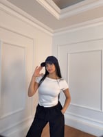 Kayık Yaka Düz Crop 