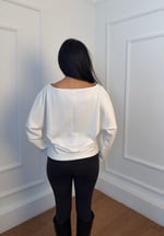 Kayık Yaka London Baskılı Sweatshirt