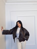 Oversize Deri Bomber Ceket