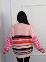Renk Bloklu Çizgili Oversize Triko Kazak