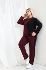 İKM BUTİK Oysho Kumaş Bordo Yanı Siyah Detaylı Takım