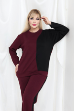 İKM BUTİK Oysho Kumaş Bordo Yanı Siyah Detaylı Takım
