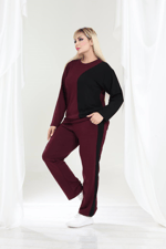 İKM BUTİK Oysho Kumaş Bordo Yanı Siyah Detaylı Takım
