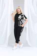 İKM BUTİK Viskon Kumaş Yanı Kuş Desen Kabri Eşofman Takımı
