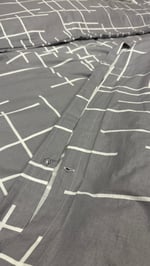 Grid Flora - Antrasit Geometrik ve Çiçekli Pamuklu Nevresim Takımı