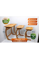 🌿 %100 Doğal Ahşap Zigon Sehpa Seti (3’lü)