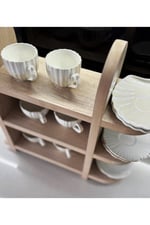 El Yapımı 3 Katlı MDF Fincan ve Tabak Rafı