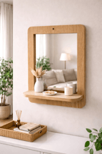 Mdf Duvar Aynası – Raflı Dekoratif Ayna (37×47 cm)