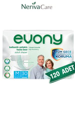 Evony Bel Bantlı Yetişkin Hasta Bezi M 120 AdetBelbantlı Hasta BezlerinerivacareEvony Bel Bantlı Yetişkin Hasta Bezi M 120 Adet (30'lu x 4 Paket)
