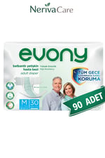 Evony Bel Bantlı Yetişkin Hasta Bezi M 90 AdetBelbantlı Hasta BezlerinerivacareEvony Bel Bantlı Yetişkin Hasta Bezi M 90 Adet (30'lu x 3 Paket)