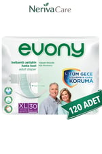 Evony Bel Bantlı Yetişkin Hasta Bezi XL 120 AdetBelbantlı Hasta BezlerinerivacareEvony Bel Bantlı Yetişkin Hasta Bezi XL 120 Adet (30'lu x 4 Paket)