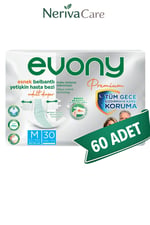 Evony Premium Bel Bantlı Yetişkin Hasta Bezi M 60 Adet (30'lu x 2 Paket) | Orta Boy Emici Hasta Bezi