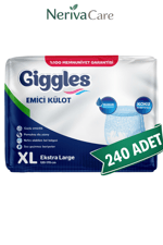 Giggles Emici Külot Hasta Bezi XL Beden 240 Adet | En Düşük Birim MaliyetKülot Hasta Bezleri (Emici Külot)nerivacareGiggles Emici Külot Hasta Bezi XL Beden 240 Adet | XLarge Boy Yüksek Emicilik