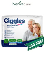 Giggles Yetişkin Hasta Bezi Bel Bantlı L Beden 240 Adet | Yüksek EmicilikBelbantlı Hasta BezlerinerivacareGiggles Yetişkin Hasta Bezi Bel Bantlı Hasta Bezi L Beden 240 Adet | Large Boy Yüksek Emicilik