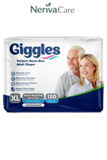 Giggles Yetişkin Hasta Bezi Bel Bantlı XL Beden 120 Adet | Yüksek EmicilikBelbantlı Hasta BezlerinerivacareGiggles Yetişkin Hasta Bezi Bel Bantlı Hasta Bezi XL Beden 120 Adet | XLarge Boy Yüksek Emicilik